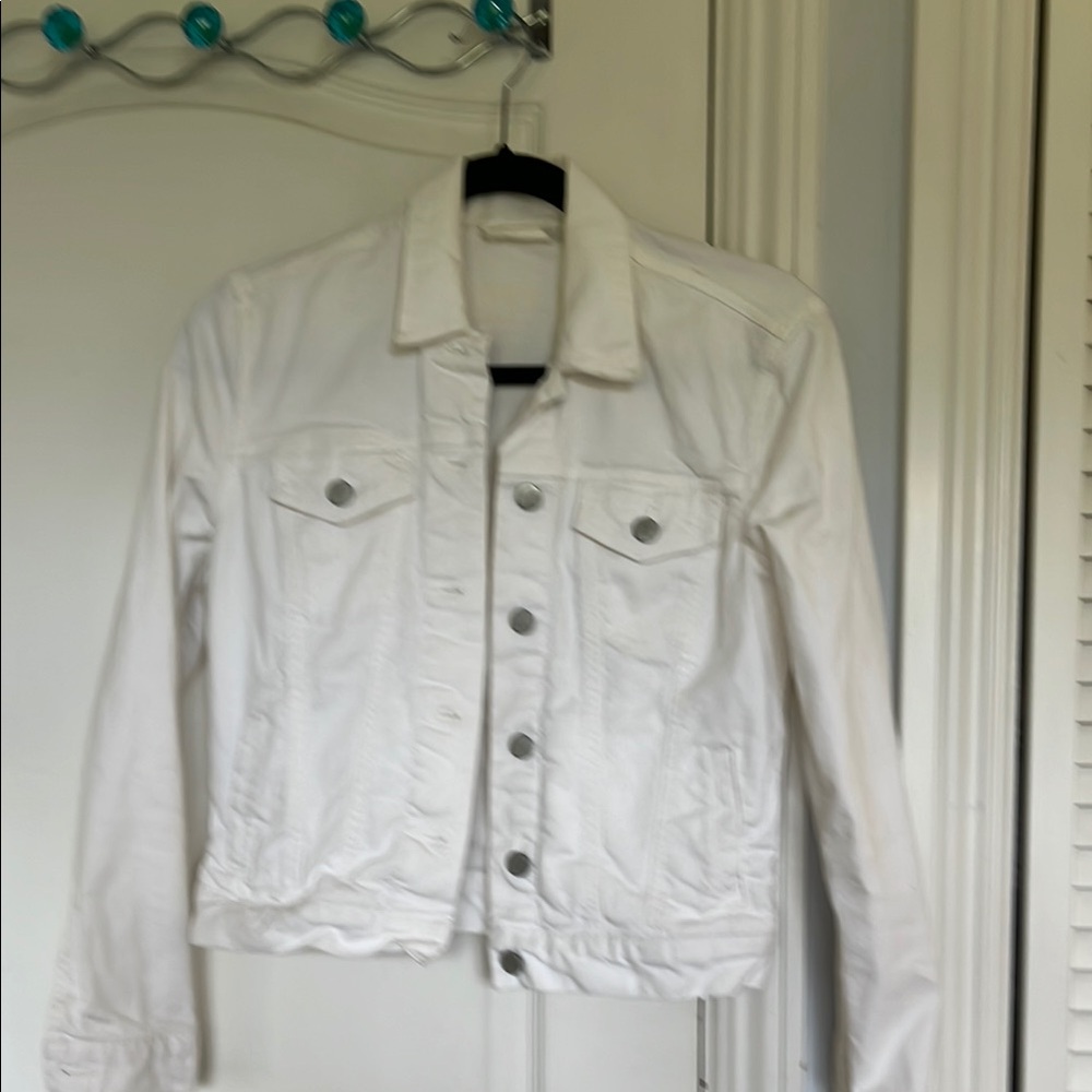 JCrew Classic White Denim Jacket